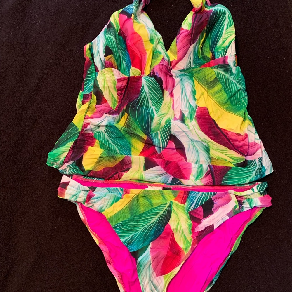 La Blanca Tropical Leaf Print Tankini